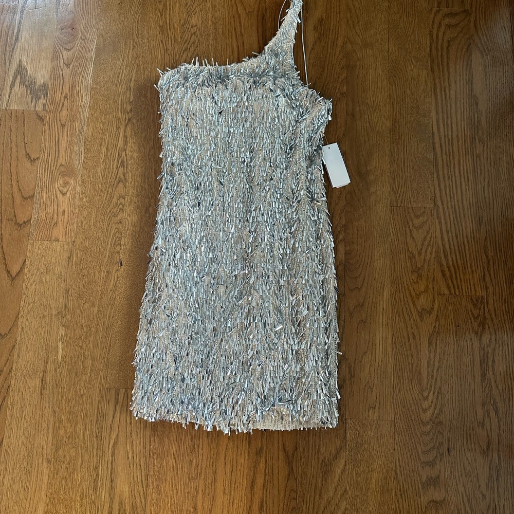 B Darlin silver 3D Fringe  Dress